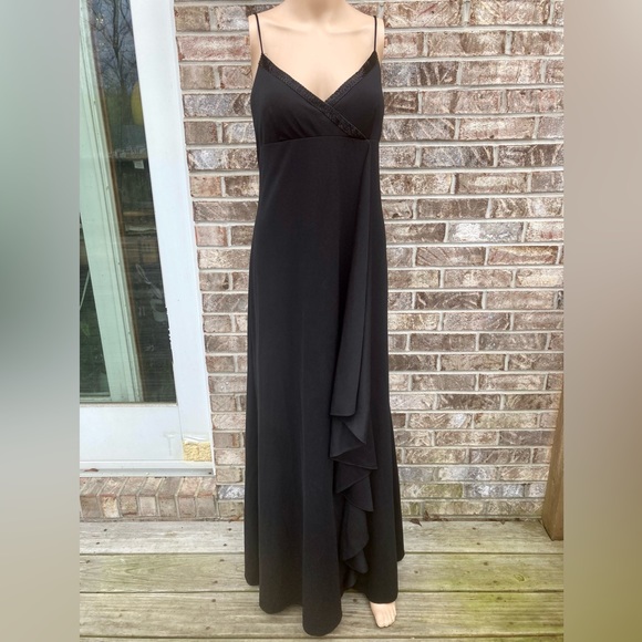 Black Beaded Y2K Ruffle 13/14 Draped Prom Dress - Picture 5 of 12